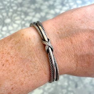 David Yurman Sterling&Diamond Crossover Bracelet